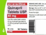 Lupin Pharmaceuticals issues voluntary nationwide recall of four lots of Quinapril tabs