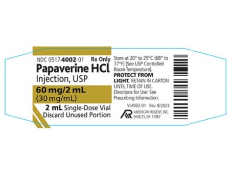 American Regent Issues Voluntary Nationwide Recall of One Lot of Papaverine Hydrochloride Injection