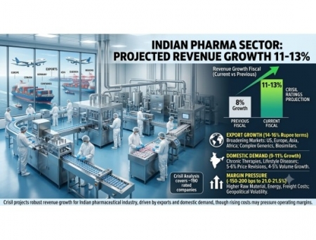 Crisil Projects 11-13 Percent Revenue Growth for Indian Pharma Sector